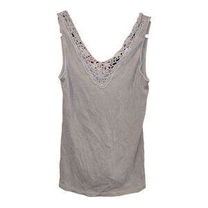 Project Social T Gray Crochet Front V-Neck Tank Top NWOT Size M AR 10